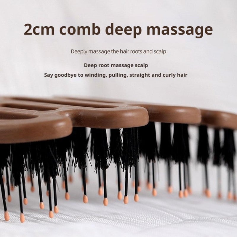 Boar Bristle Hair Brush – Rib-shaped Black Natural Bristle & Pine Cone & No-slip Handle, Minimizes Frizz And Flyaways Suitable Fine Straight Wavy Curly Coiled Thinning for Perm And Dye Hair - Image 5